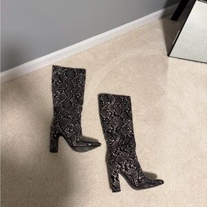 Steve Madden Black Snakeskin Heeled Boots